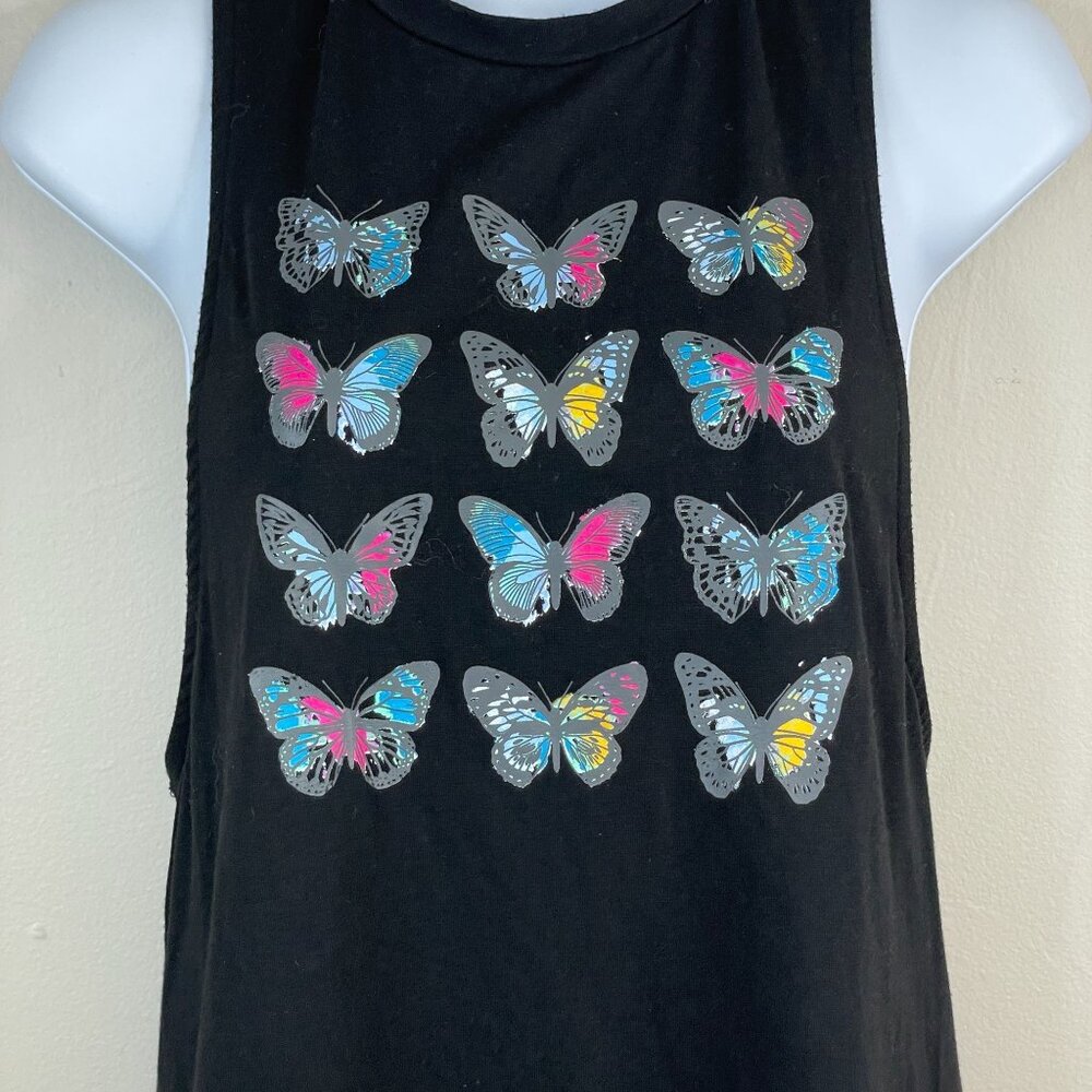 Boho Festival Top Womens Small Indie Ruched Butterfly Racerback Sleeveless Beach - Picture 3 of 13